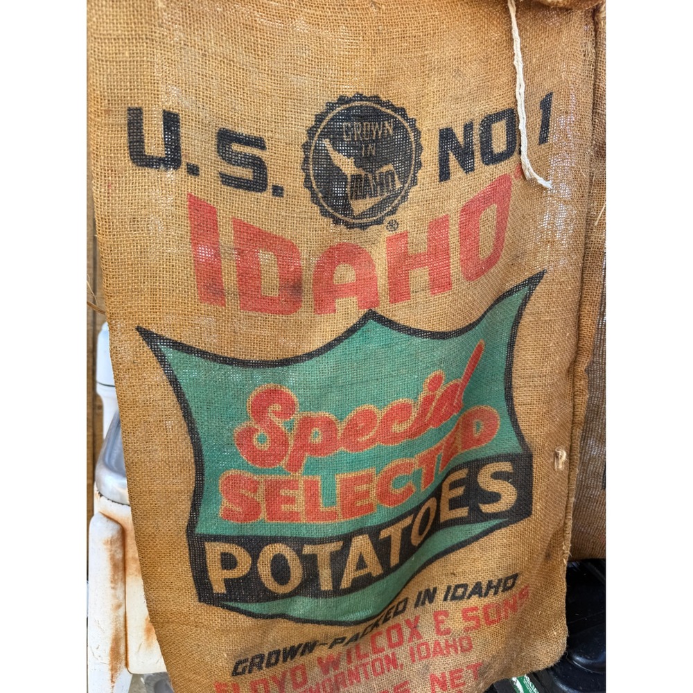 Vintage Idaho Potato Burlap Sack Brown Special Selected Potatoes Farmhouse Decor